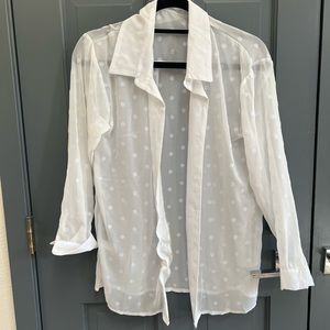 Sheer white button down